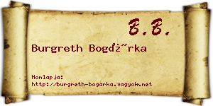 Burgreth Bogárka névjegykártya